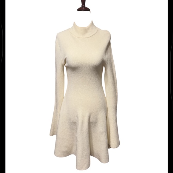 Ronny Kobo NWT White Bell Sleeve Mock Neck Mini Dress - Picture 9 of 10